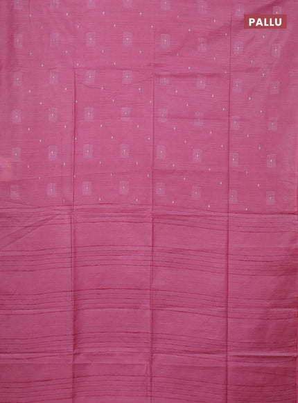 Semi bamboo saree pink shade with woven buttas in borderless style