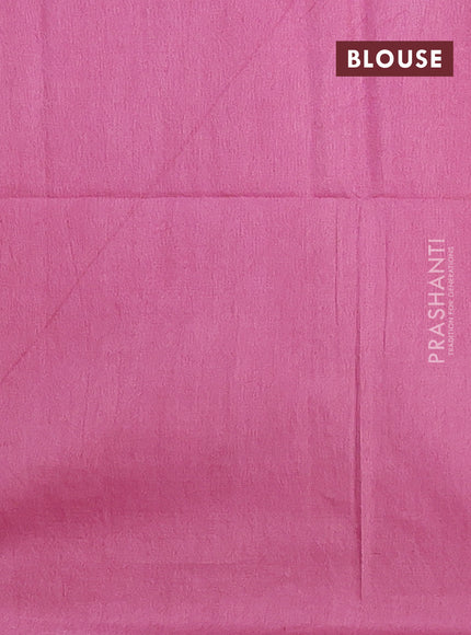 Semi bamboo saree pink shade with woven buttas in borderless style