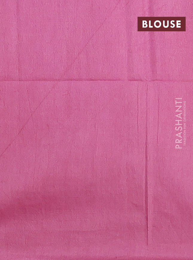 Semi bamboo saree pink shade with woven buttas in borderless style