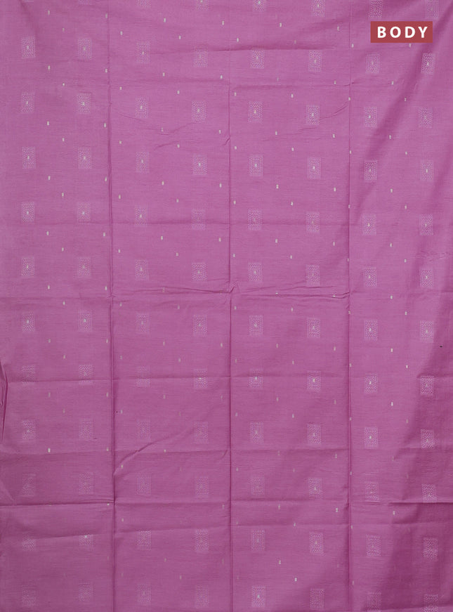 Semi bamboo saree lotus pink with woven buttas in borderless style