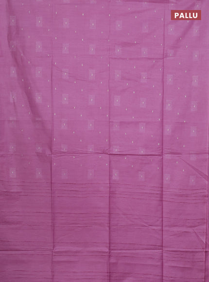 Semi bamboo saree lotus pink with woven buttas in borderless style