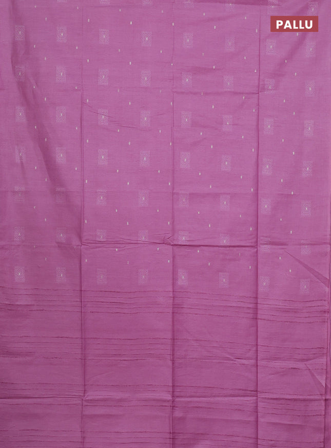 Semi bamboo saree lotus pink with woven buttas in borderless style