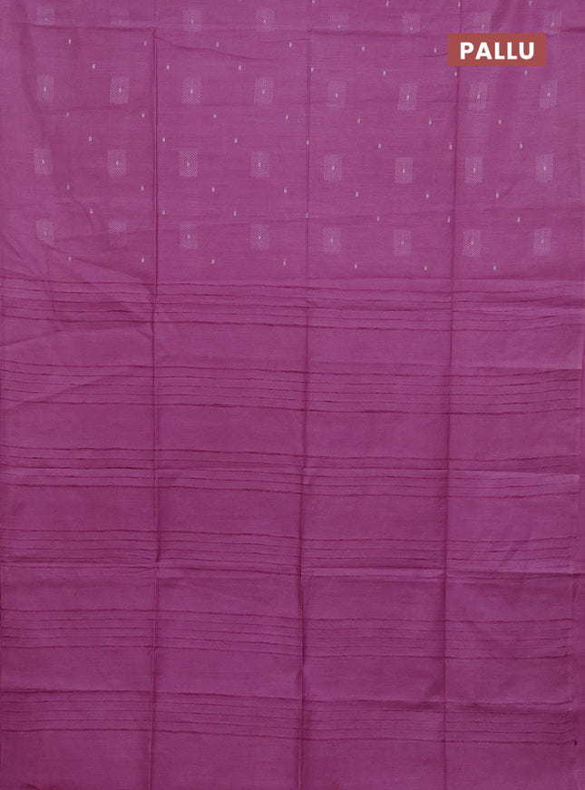 Semi bamboo saree lavender with woven buttas in borderless style