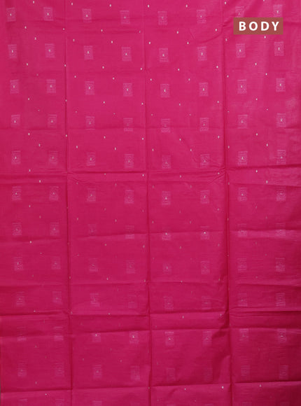 Semi bamboo saree pink with woven buttas in borderless style