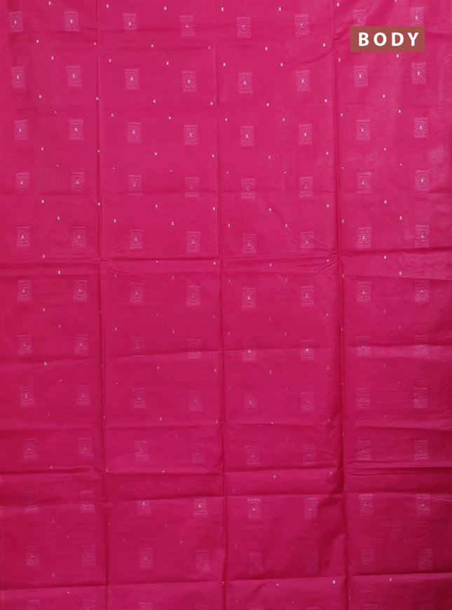 Semi bamboo saree pink with woven buttas in borderless style