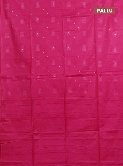 Semi bamboo saree pink with woven buttas in borderless style