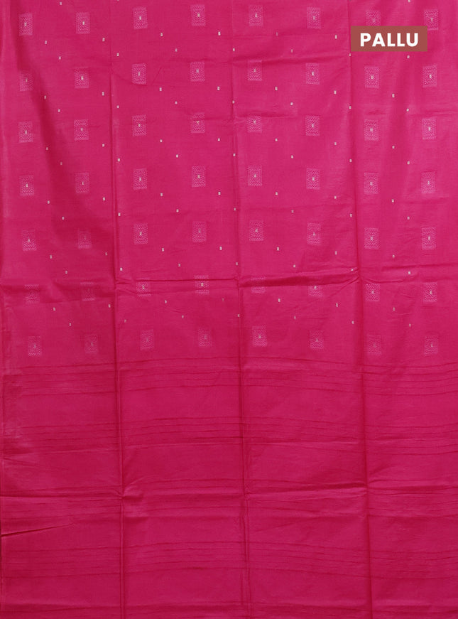 Semi bamboo saree pink with woven buttas in borderless style