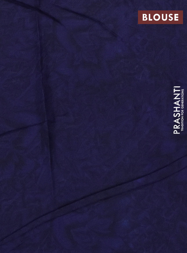 Printed silk saree cs blue and blue with allover prints and printed border