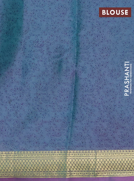 Printed silk saree dual shade of greyish lavender with allover prints and zari woven border