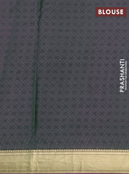 Printed silk saree dual shade of greenish purple with allover prints and zari woven border