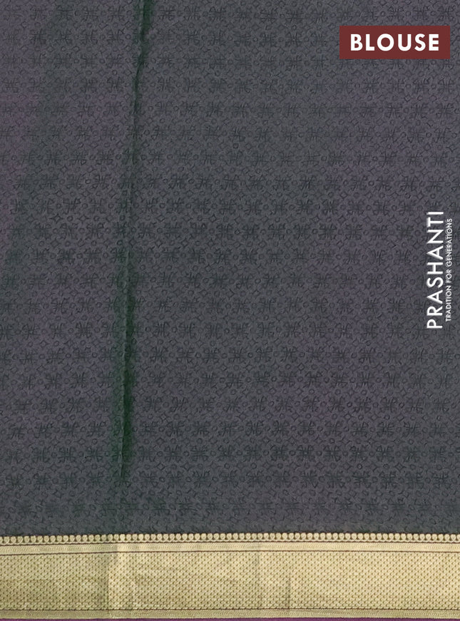 Printed silk saree dual shade of greenish purple with allover prints and zari woven border