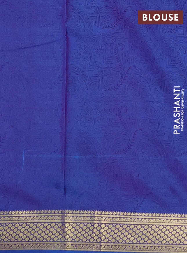 Printed silk saree dual shade of bluish purple with allover prints and zari woven border