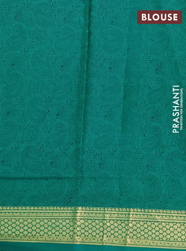 Printed silk saree green with allover paisley prints and zari woven border
