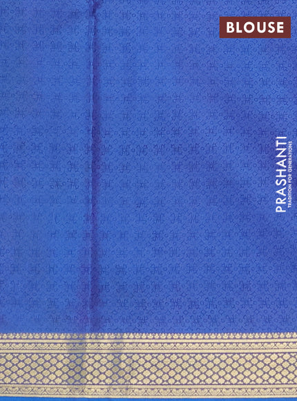 Printed silk saree dual shade of bluish purple with allover prints and zari woven border