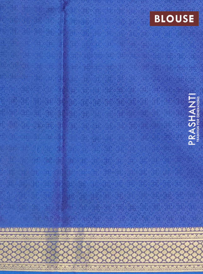 Printed silk saree dual shade of bluish purple with allover prints and zari woven border