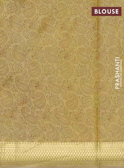 Printed silk saree sandal with allover prints and zari woven border