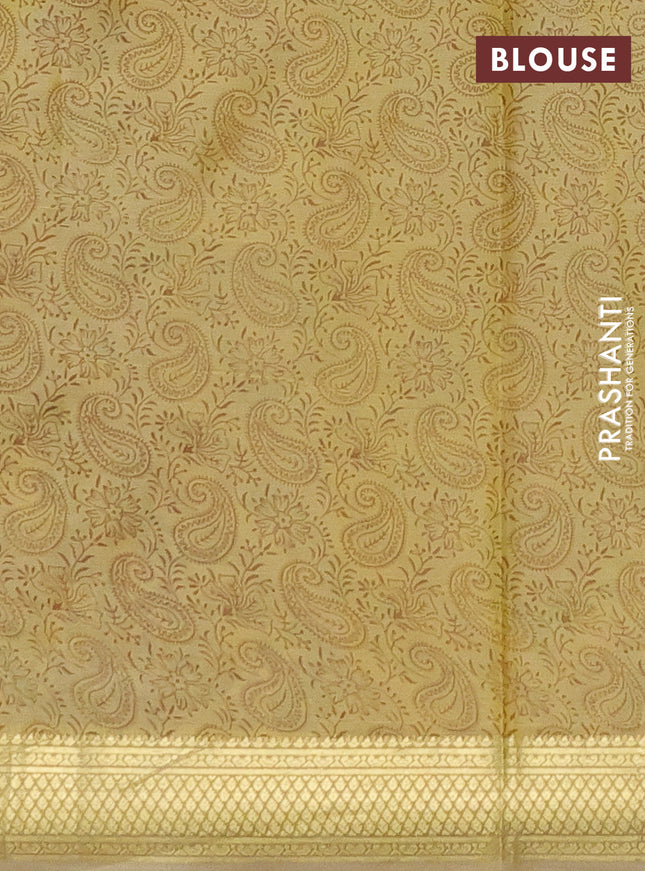 Printed silk saree sandal with allover prints and zari woven border