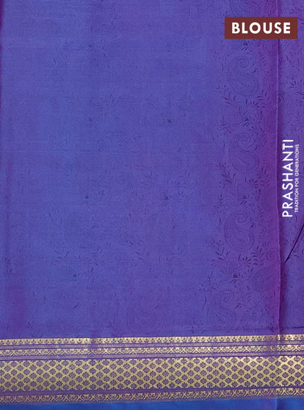 Printed silk saree dual shade of bluish purple with allover prints and zari woven border