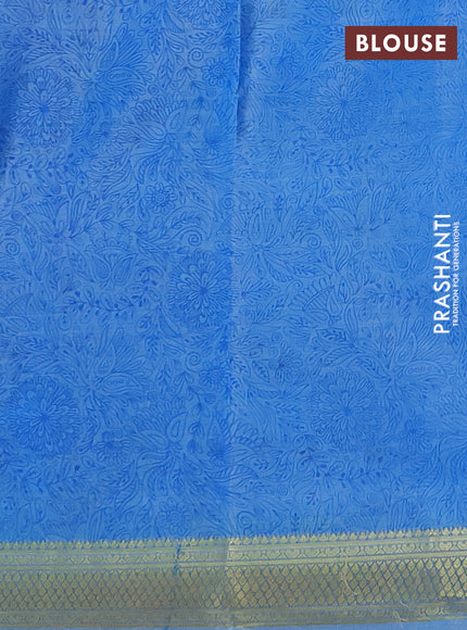 Printed silk saree pastel blue with allover prints and zari woven border