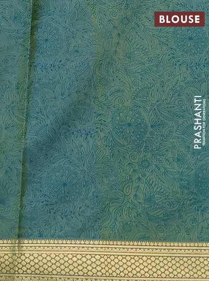 Printed silk saree dual shade of blue with allover prints and zari woven border