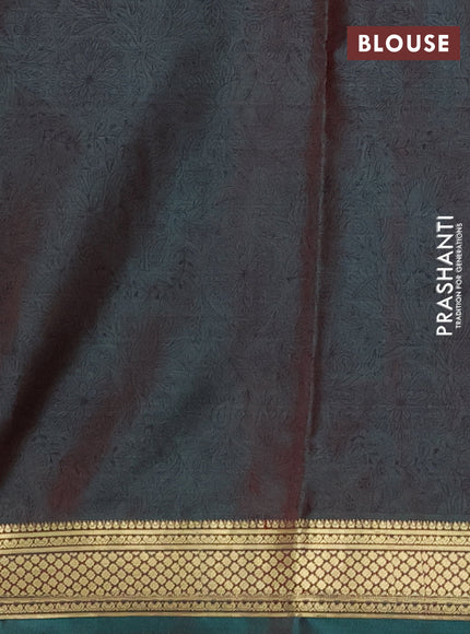 Printed silk saree dual shade of maroonish green with allover prints and zari woven border