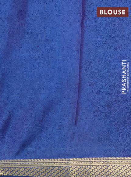 Printed silk saree dual shade of blue with allover prints and zari woven border