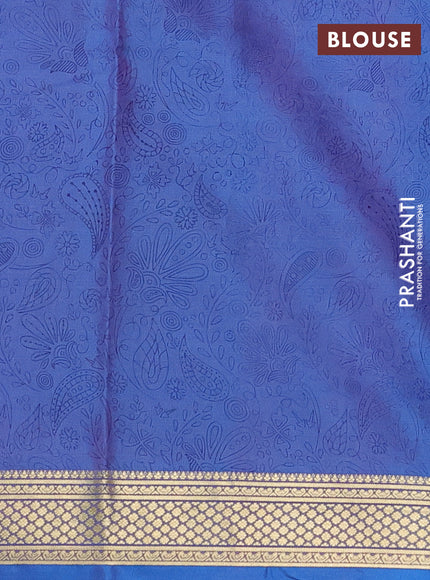 Printed silk saree dual shade of blue with allover prints and zari woven border