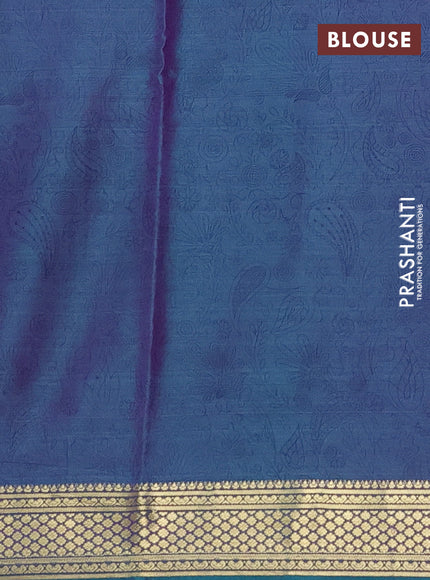 Printed silk saree dual shade of bluish purple with allover prints and zari woven border