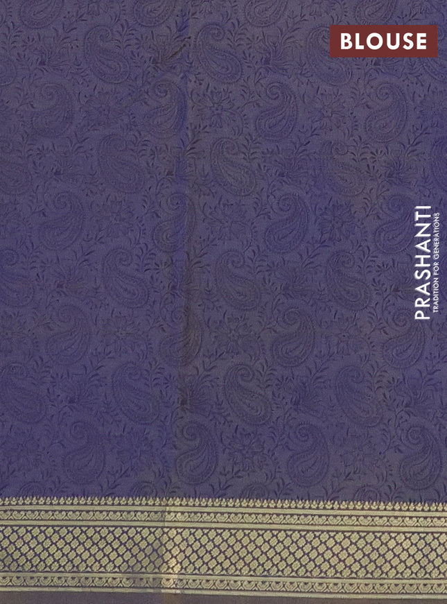 Printed silk saree dual shade of greyish blue with allover prints and printed border