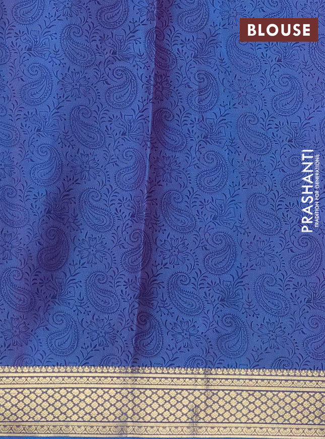 Printed silk saree dual shade of pinkish blue with allover prints and zari woven border