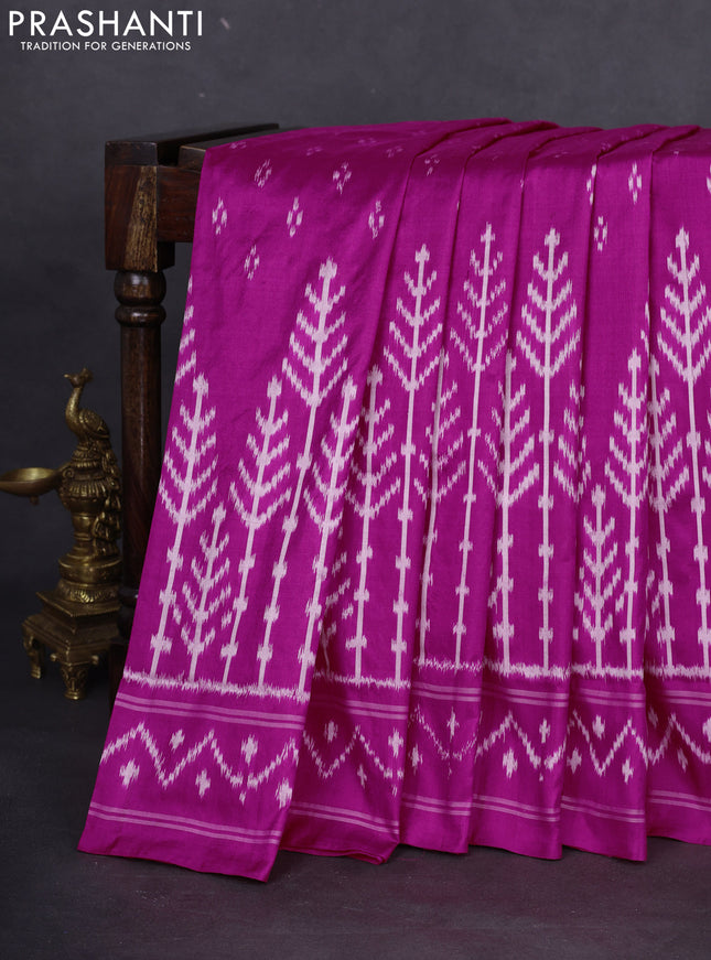 Pochampally silk saree pink with allover ikat butta weaves and ikat woven border