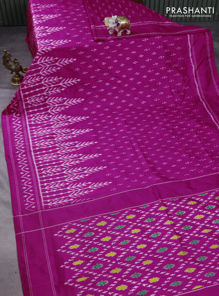 Pochampally silk saree pink with allover ikat butta weaves and ikat woven border