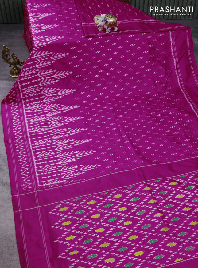 Pochampally silk saree pink with allover ikat butta weaves and ikat woven border