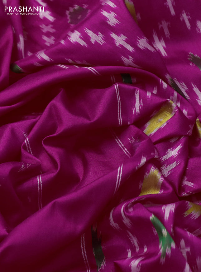 Pochampally silk saree pink with allover ikat butta weaves and ikat woven border