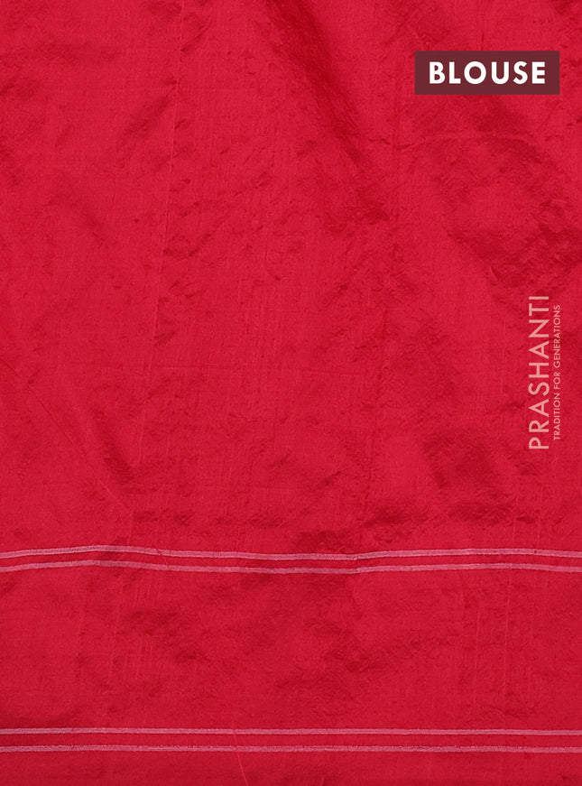 Pochampally silk saree red with allover ikat butta weaves and ikat woven border