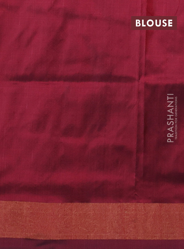 Pochampally silk saree pastel grey and maroon with allover ikat butta weaves and zari woven border