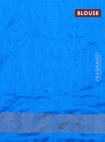 Pochampally silk saree magenta pink and cs blue with allover ikat weaves and zari woven border