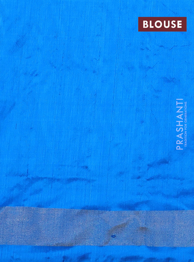 Pochampally silk saree magenta pink and cs blue with allover ikat weaves and zari woven border