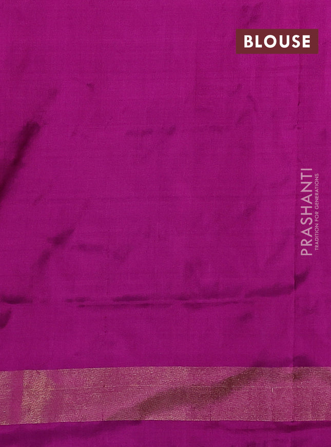 Pochampally silk saree mild lavender and purple with allover ikat butta weaves and temple design ikat woven zari border