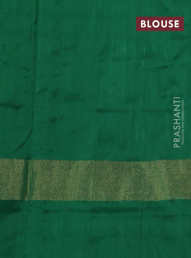 Pochampally silk saree yellow and green with allover ikat butta weaves and long zari woven ikat border