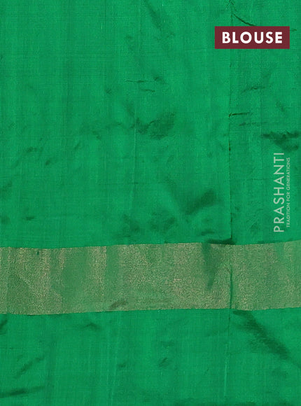 Pochampally silk saree magenta pink and green with allover ikat butta weaves and zari woven ikat border