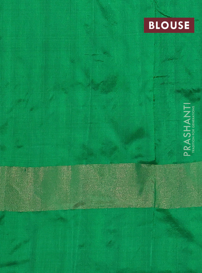 Pochampally silk saree magenta pink and green with allover ikat butta weaves and zari woven ikat border