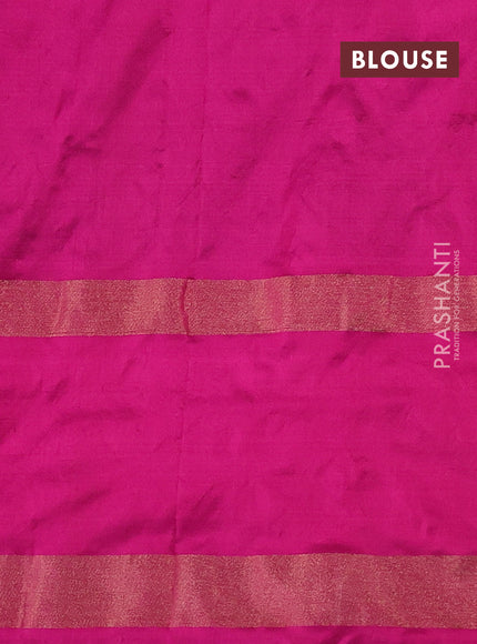 Pochampally silk saree dual shade of teal green and pink with allover zig zag ikat weaves and zari woven border