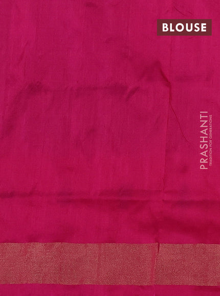 Pochampally silk saree dual shade of teal green and pink with allover ikat butta weaves and long ikat woven zari border