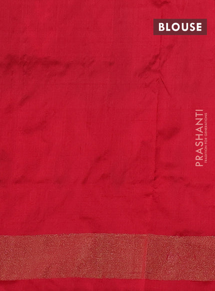 Pochampally silk saree purple shade and red with allover ikat butta weaves and long ikat woven zari border