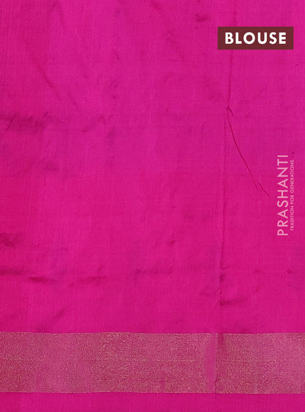 Pochampally silk saree cs blue and pink with allover ikat butta weaves and long ikat woven zari border