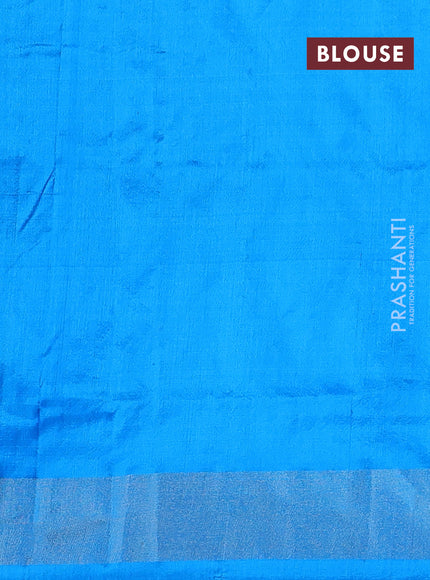 Pochampally silk saree mustard yellow and cs blue with allover ikat butta weaves and long ikat woven zari border