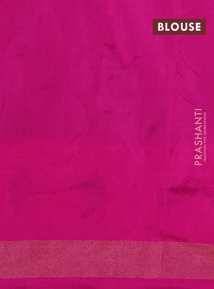 Pochampally silk saree black and pink with allover ikat butta weaves and long ikat woven zari border