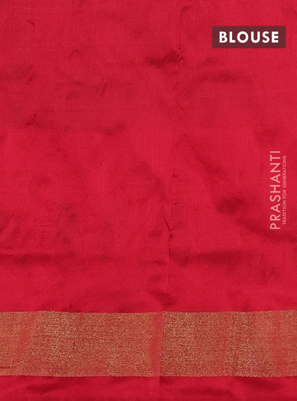 Pochampally silk saree black and red with allover ikat butta weaves and long ikat woven zari border