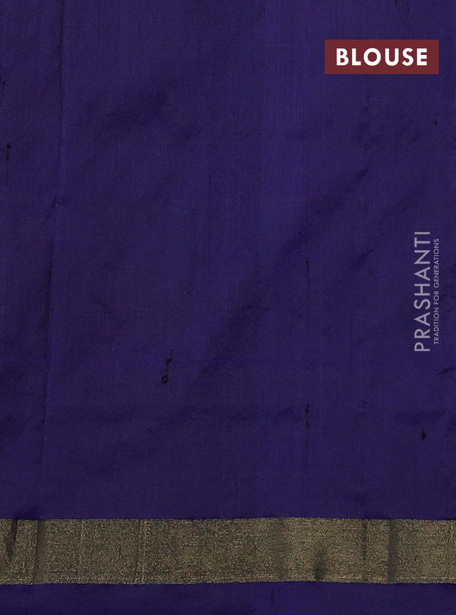 Pochampally silk saree pink and blue with allover ikat butta weaves and long ikat woven zari border